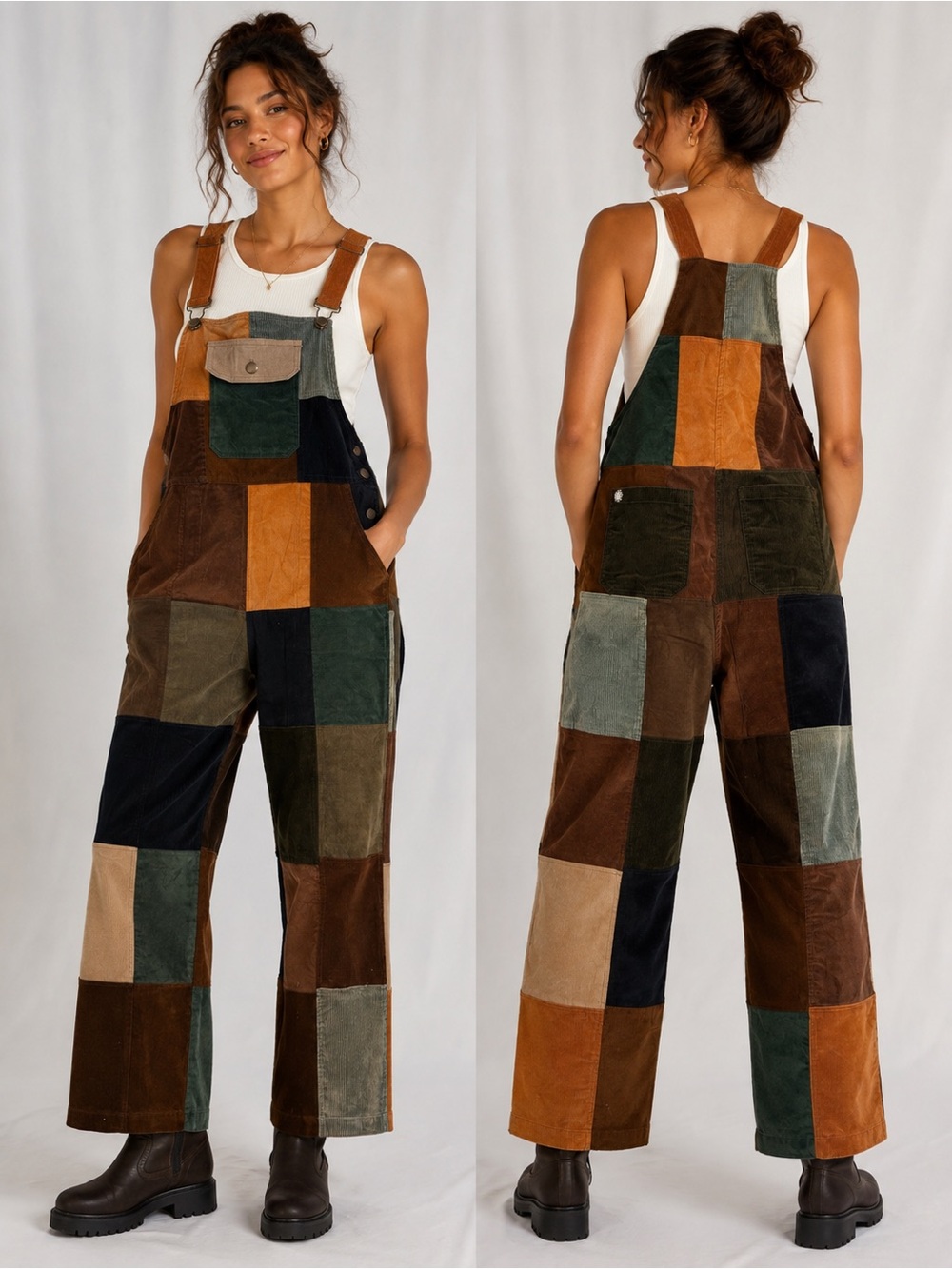 Mexicali blues patchwork corduroy overalls size m boho hippie festival nwt